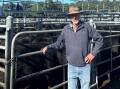 Vendor Barry Hergenhan, Numbugga, sold 17, 360kg, Angus steers, for $1110 a head at Bega on Thursday. Picture by Jason Gannon. 