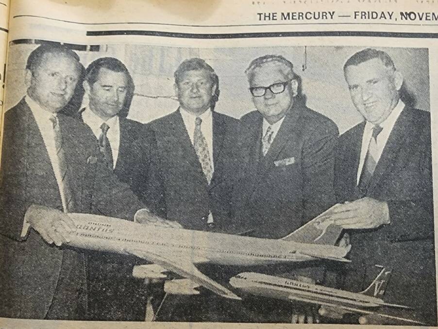 From the Mercury archives - 1971 - Milton Morris, Mr M. Singleton, detective sergeant P. McLachlan, Mr K. J. Tucker and Mr B. Cowan at the 50th anniversary dinner for the Chamber of Commerce.