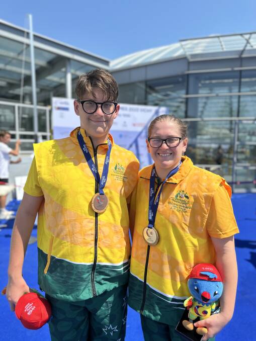 Isaac and Gabriella (Gabby) Howells in their Australian gear at the Virtus Global Games in Vichy, France 2023. Picture supplied.