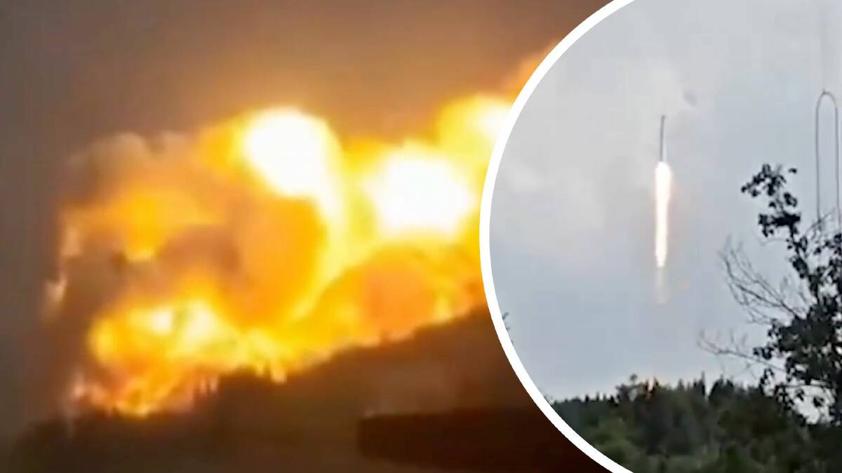 Videos shared on chinesse social media show the rocket crash into flames after accidental launch.