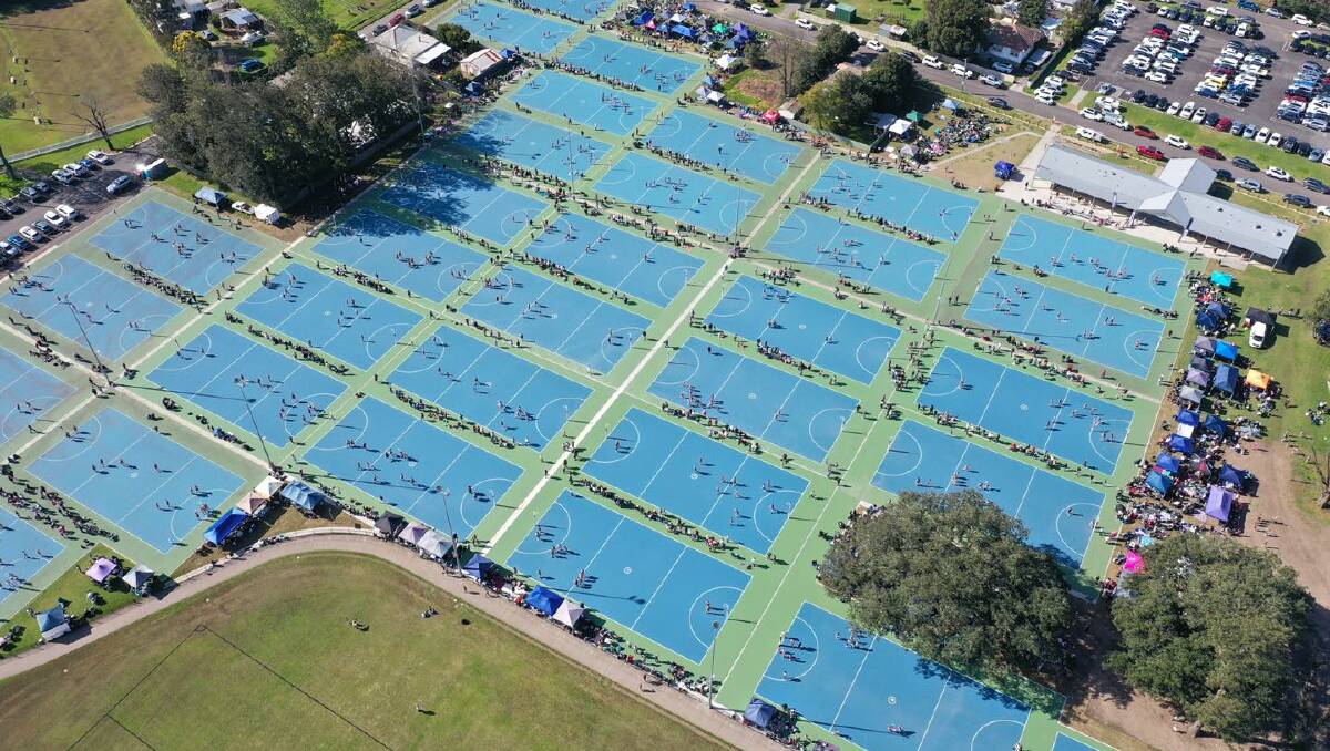 An aerial view of Maitland's high quality netball courts and facilities. The city will host the Senior State Netball Titles on the June long weekend. Picture by Maitland netball