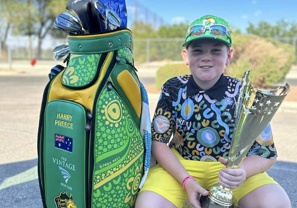 Harry Preece with his trophy after winning the IJGA World Stars of Junior Golf World Championship in Las Vegas. Picture supplied