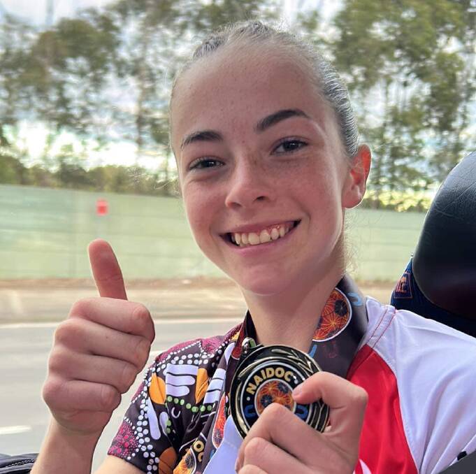 Amelia Carr with her winners medal after her under-16 team where crowned champions at the 2023 NAIDOC Cup on Wednesday, July 5. Picture supplied