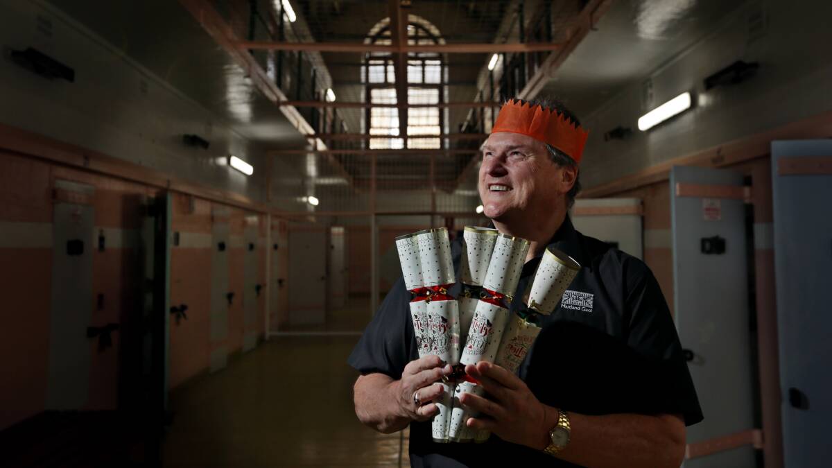 HARD THYME: Maitland Gaol coordinator Gordon Sauber broke out the Christmas crackers in preparation of the festive feast on December 14. Picture: Simone De Peak