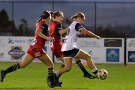 Maitland's Bronte Peel continued her great form this season with a hat-trick against Adamstown in the Magpies 4-1 win at Cooks Square Park on Sunday. Picture by Graham Sports and Nature Photography