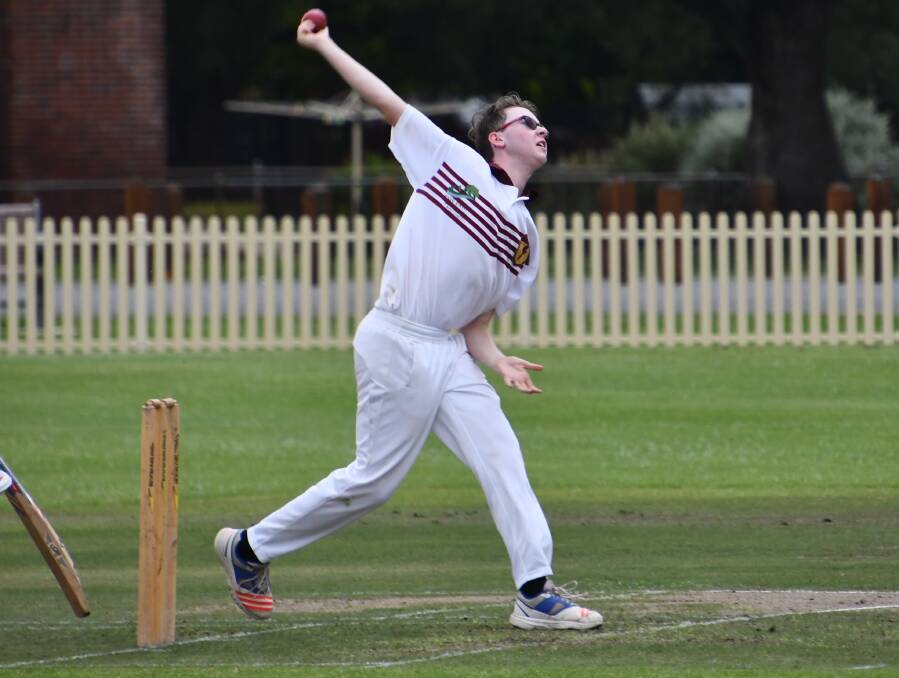 BRIGHT START: City United spinner Theo Atkins took 2-5 in his under-16 side's opening win of 2018 against Eastern Suburbs. Picture: Michael Hartshrorn