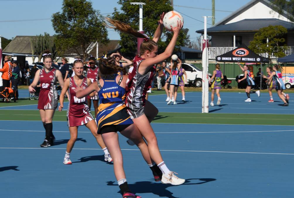 Maitland v Bathurst in U-15 Division 2 at Maitland Netball Courts on Saturday, June 10. Picture by Michael Hartshorn