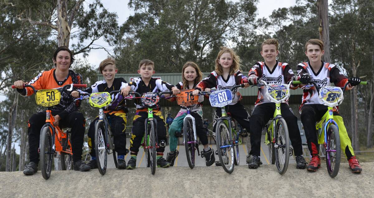 TITLE HUNT: Mick Challinor, Kane and AJ Halson, Sophie and Ella Fairhall and Lachlan and Zachary Moore are off to the Victorian titles. Picture: Michael Hartshorn
