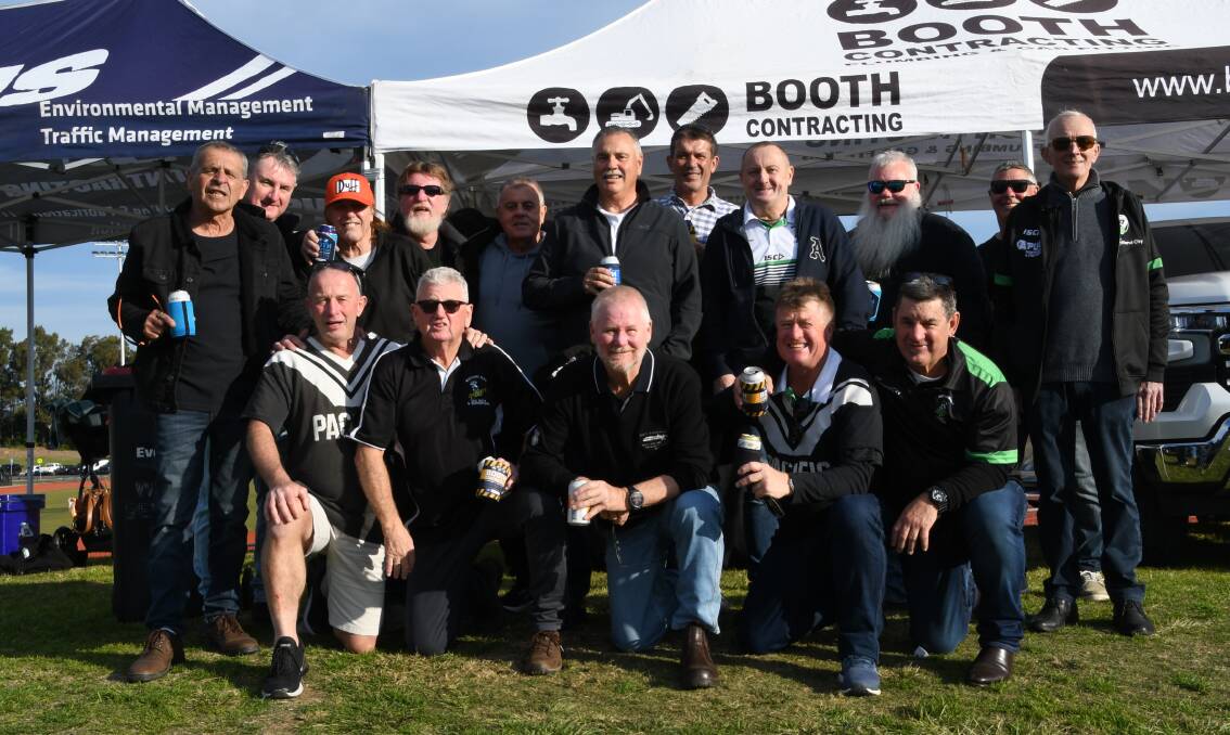 Members of the 1984 Maitland third grade grand final side held a reunion at the Maitland and Wests game on Saturday. Picture by Michael Hartshorn