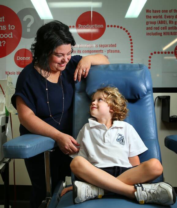 PLEASE DONATE: Ali Haggarty, of Bolwarra, with her five-year-old son Wil, whose life was saved by a blood transfusion. Picture: MAX MASON-HUBERS