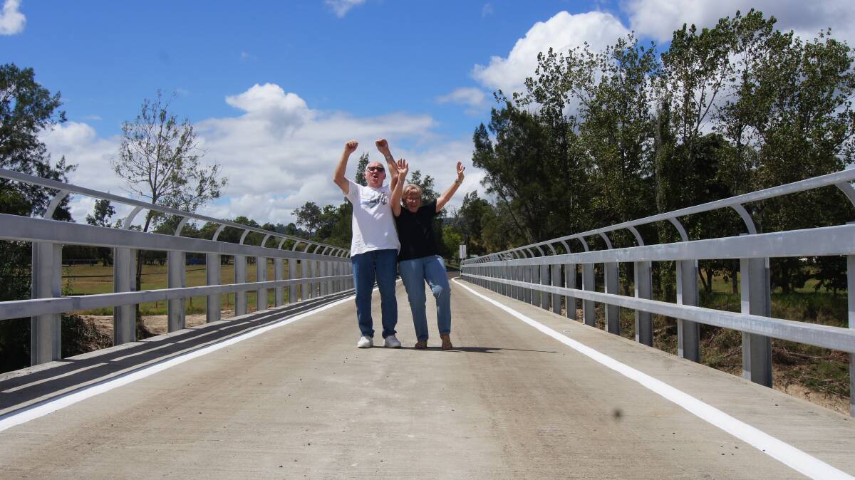 Torryburn residents embrace their new bridge.