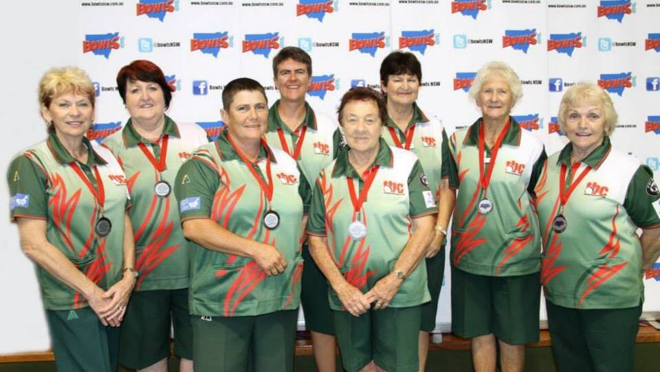 TELARAH TEAM: Anne Jarmain, second from the right, was a part of the Telarah Bowling Club team that competed in the NSW Club Challenge match.