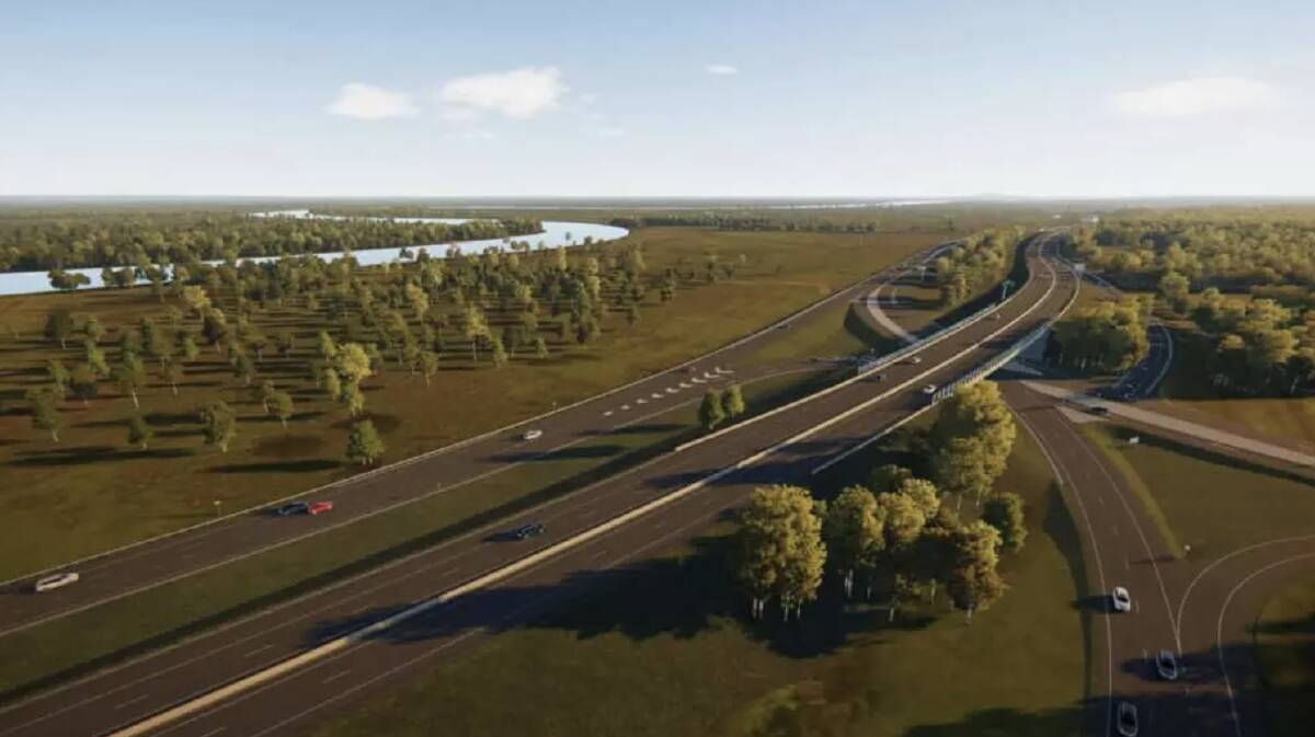 An artist's impression of the M1 extension north of the Hunter River. 