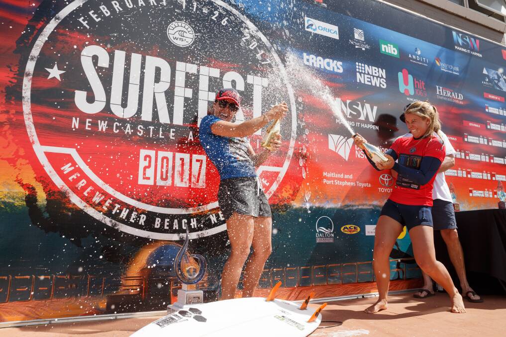 LEADING LADIES: 2017 Surfest winner Johanne Defay and runner-up Paige Hareb will return for this year's edition. Picture: Max Mason-Hubers