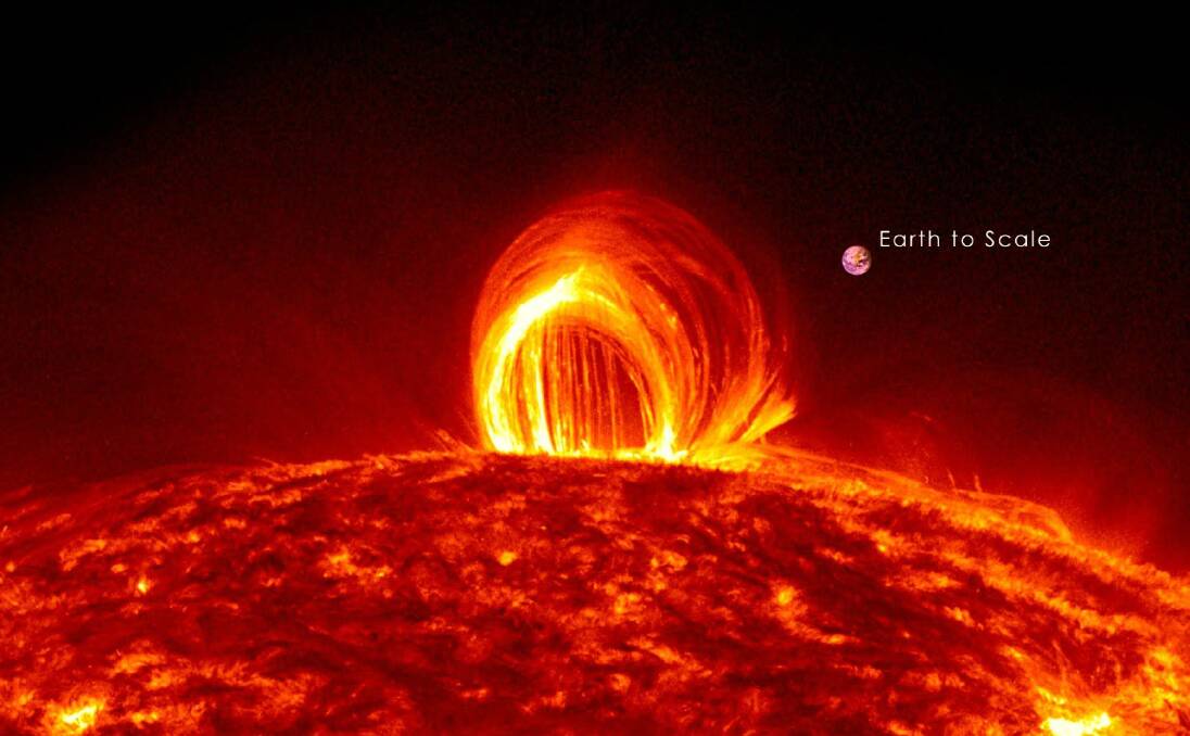 BURNING BRIGHT: Solar flares like this recent one are dozens of times the size of the Earth. Credit: NASA