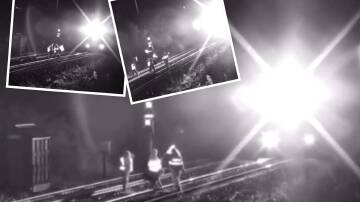 CCTV images from a security camera on the railway near the Newcastle port. Pictures supplied