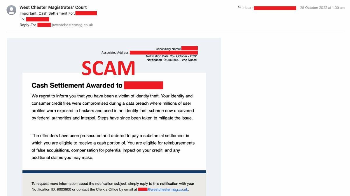 Scamwatch Fake Cash Settlement Email Making The Rounds The Maitland Mercury Maitland Nsw