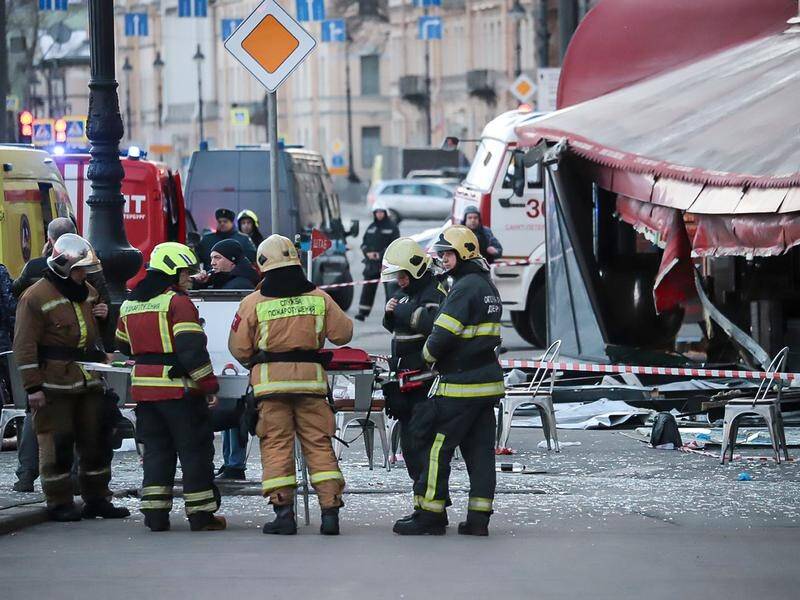 An explosion tore through a cafe in St Petersburg, killing a prominent pro-Russia military blogger. (AP PHOTO)