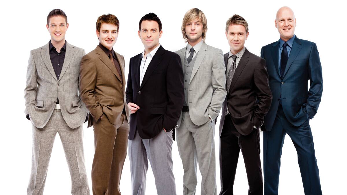 THUNDER ROAD:  Celtic Thunder, including singer Neil Byrne (third from left) have built a strong following in Australia.