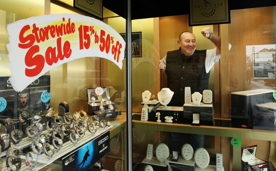 MOVING: Bailey's Jewellers at The Levee is moving to a new location after 45 years in the same shop. Owner Doug Crich in the front window of the old shop. Picture: MAX MASON-HUBERS