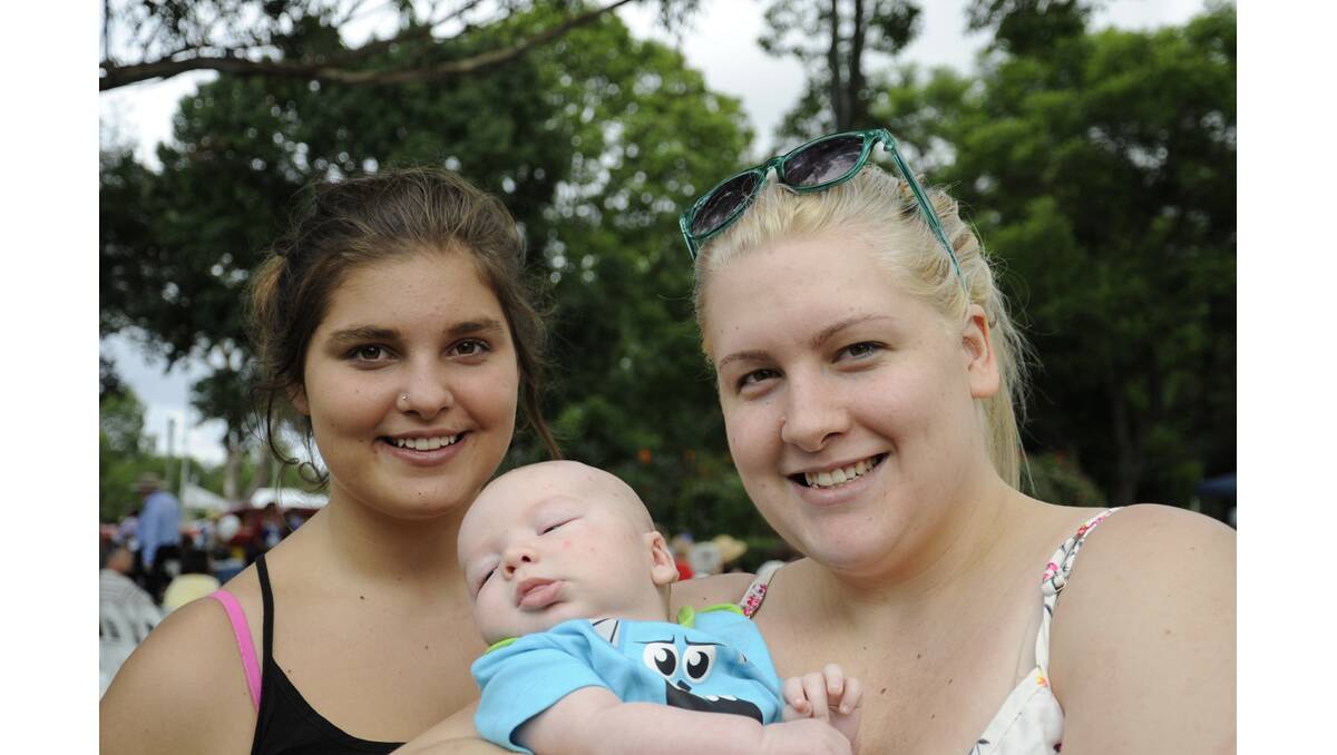 AUSTRALIA DAY: Jessica and Angela Honnery with two-month-old Noah Garnham.