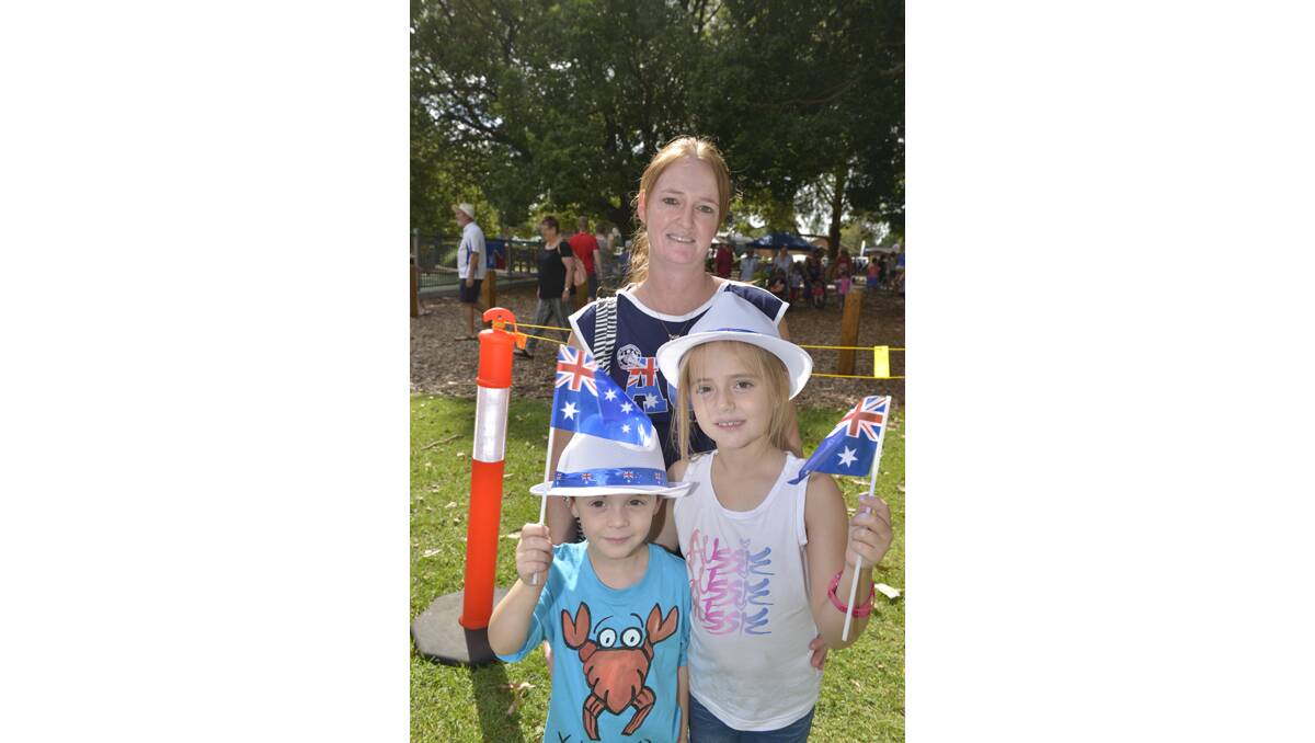 AUSTRALIA DAY: Joanne Hooper and James and Holly Long.